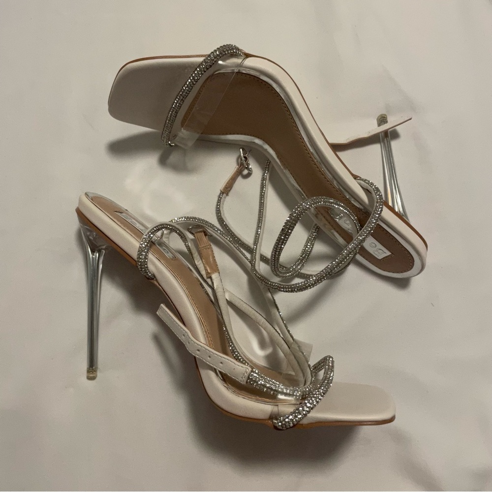 ASOS Be Mine Bridal Emberly clear heeled sandal with diamante detail
